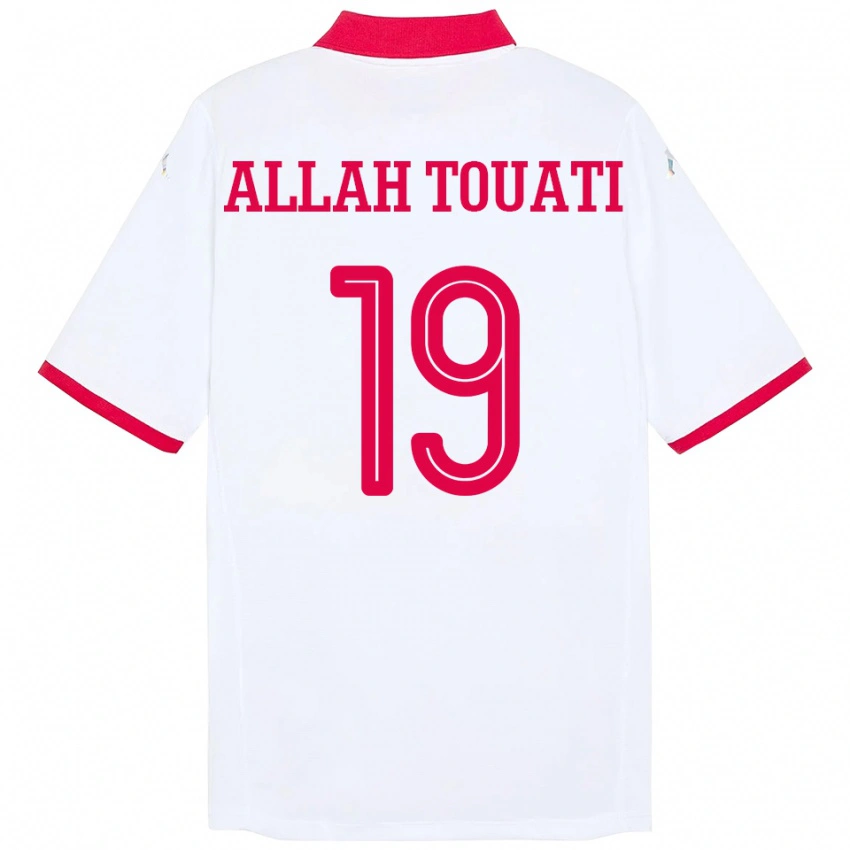 נשים תוניסיה Amen Allah Touati #19 לָבָן הרחק ג'רזי 24-26 חולצה קצרה