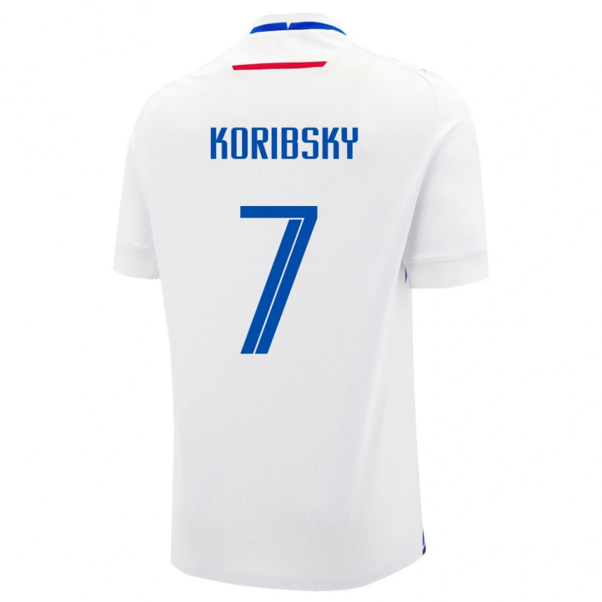 נשים סלובקיה Simon Koribsky #7 לָבָן הרחק ג'רזי 24-26 חולצה קצרה