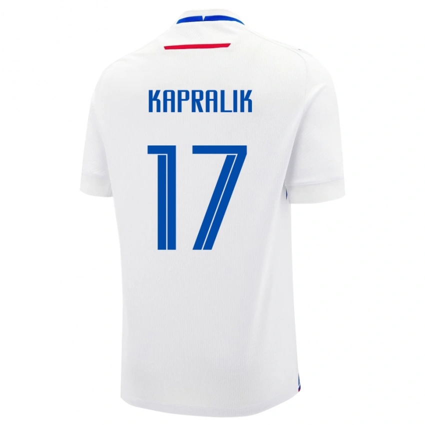 נשים סלובקיה Adrian Kapralik #17 לָבָן הרחק ג'רזי 24-26 חולצה קצרה