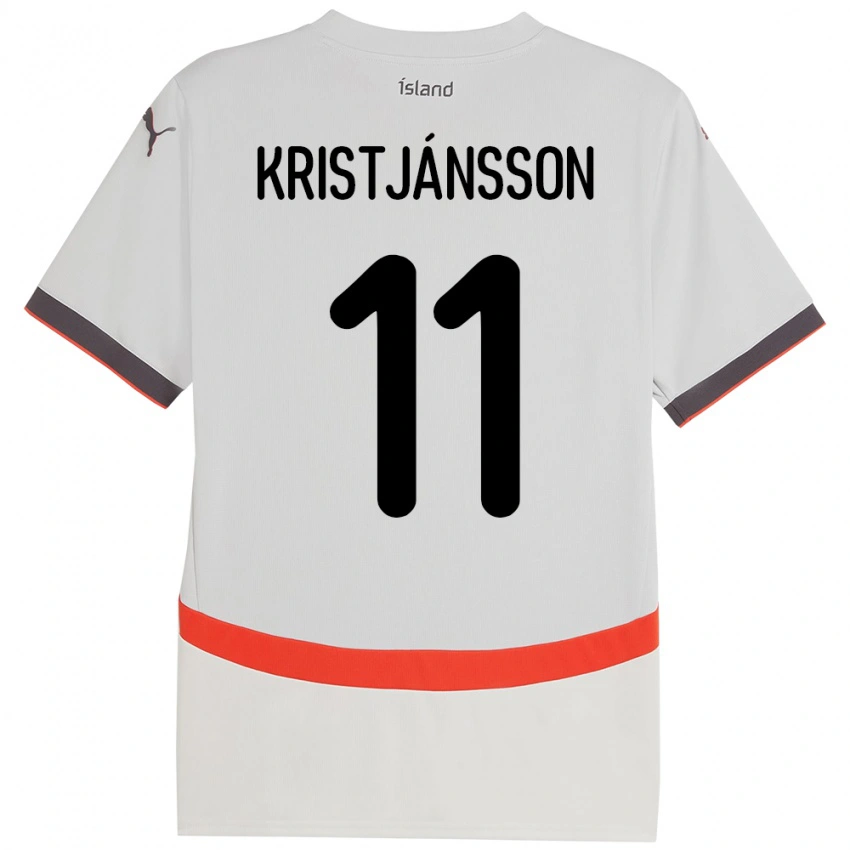 נשים אִיסלַנד Tómas Óli Kristjánsson #11 לָבָן הרחק ג'רזי 24-26 חולצה קצרה