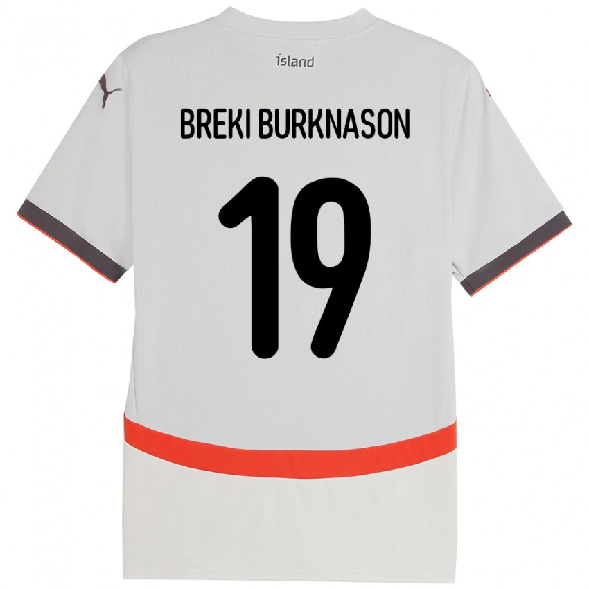 נשים אִיסלַנד Birnir Breki Burknason #19 לָבָן הרחק ג'רזי 24-26 חולצה קצרה