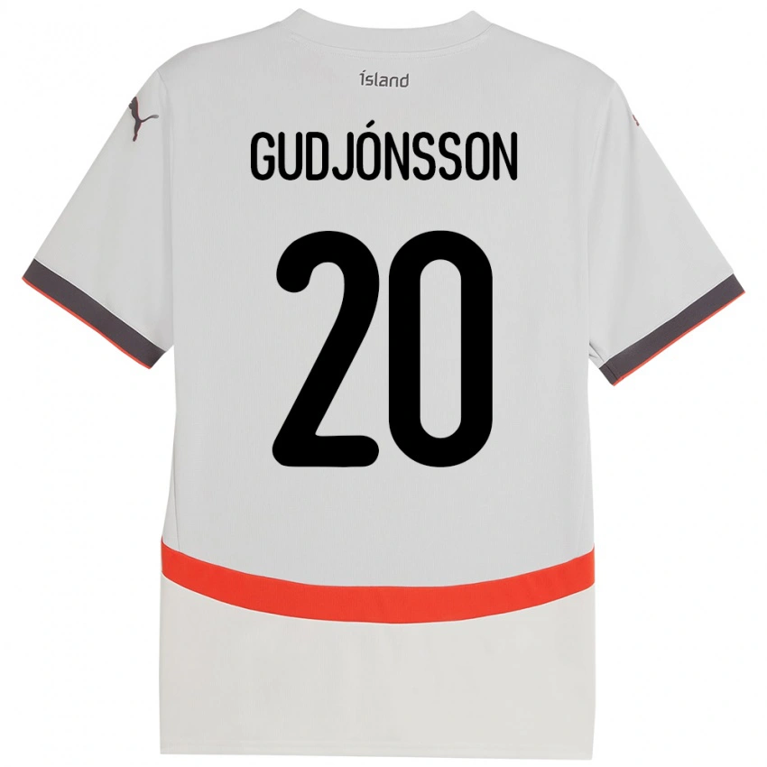 נשים אִיסלַנד Alexander Máni Gudjónsson #20 לָבָן הרחק ג'רזי 24-26 חולצה קצרה