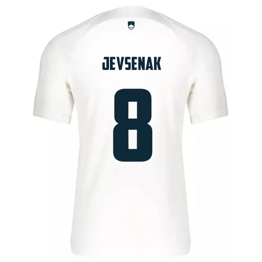 ילדים סלובניה Florjan Jevsenak #8 לבן ג'רזי ביתית 24-26 חולצה קצרה
