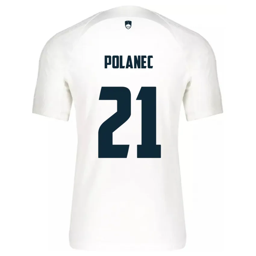 ילדים סלובניה Gaj Polanec #21 לבן ג'רזי ביתית 24-26 חולצה קצרה