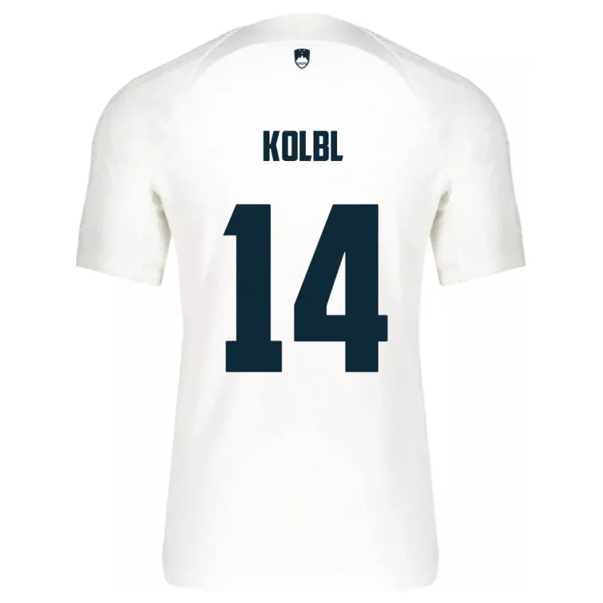 ילדים סלובניה Špela Kolbl #14 לבן ג'רזי ביתית 24-26 חולצה קצרה