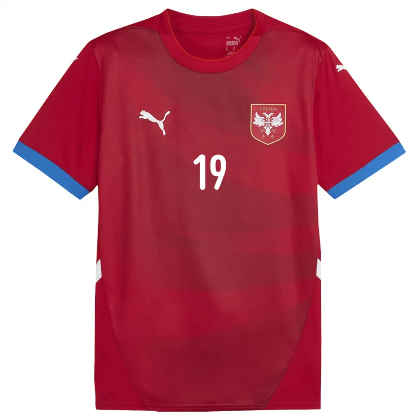 גברים סרביה Dusan Radovic #19 אָדוֹם ג'רזי ביתית 24-26 חולצה קצרה