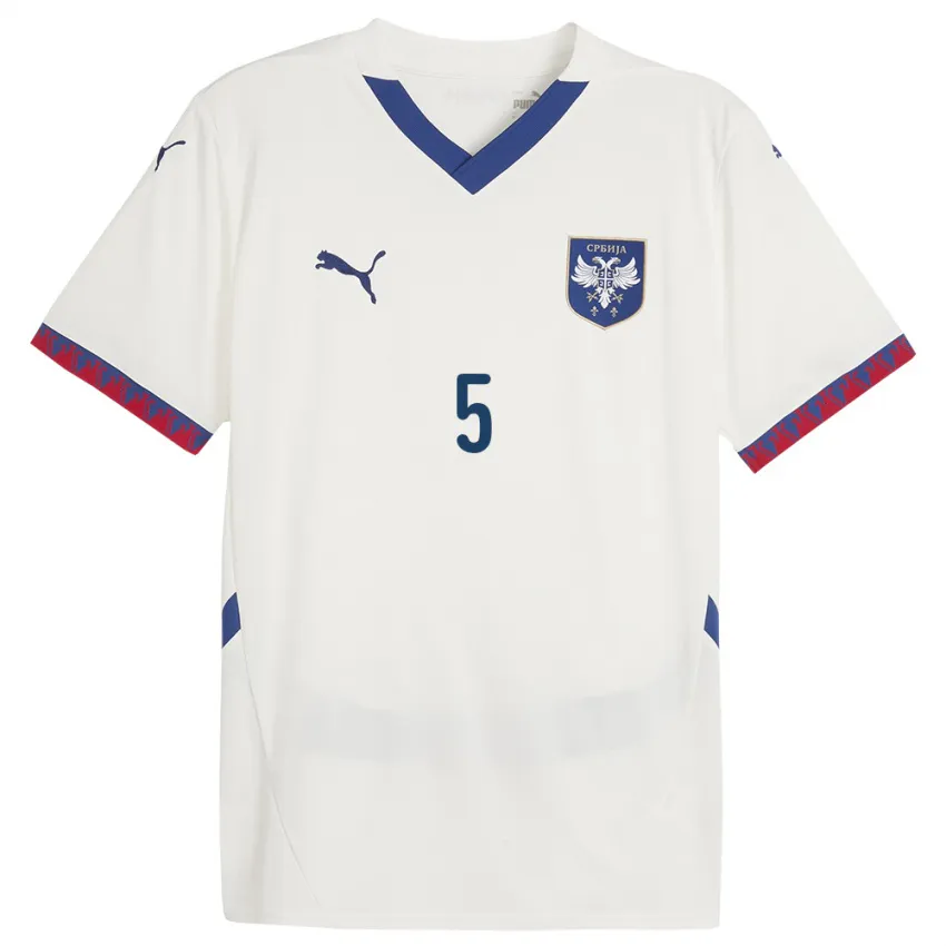 גברים סרביה Ognjen Ivkovic #5 לבן הרחק ג'רזי 24-26 חולצה קצרה