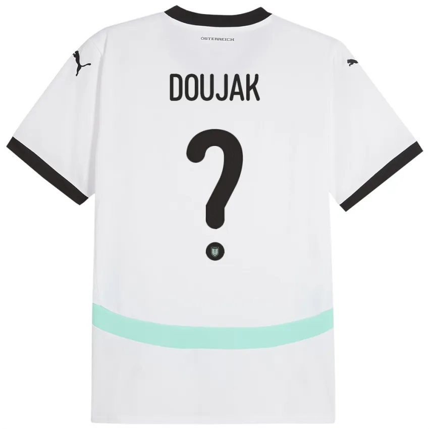 גברים אוסטריה Moritz Doujak #0 לבן הרחק ג'רזי 24-26 חולצה קצרה