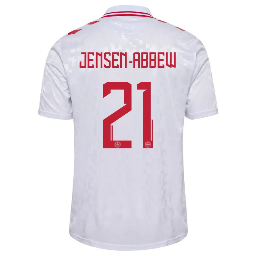 נשים דנמרק יונאס ינסן-אבאו #21 לבן הרחק ג'רזי 24-26 חולצה קצרה