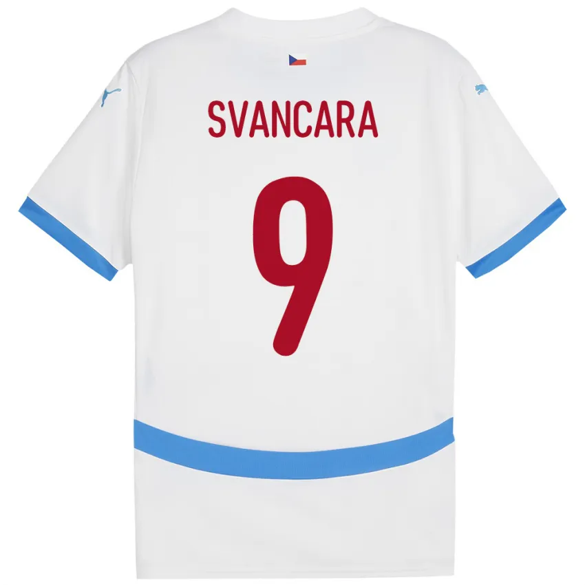 נשים צ'כיה Daniel Svancara #9 לבן הרחק ג'רזי 24-26 חולצה קצרה