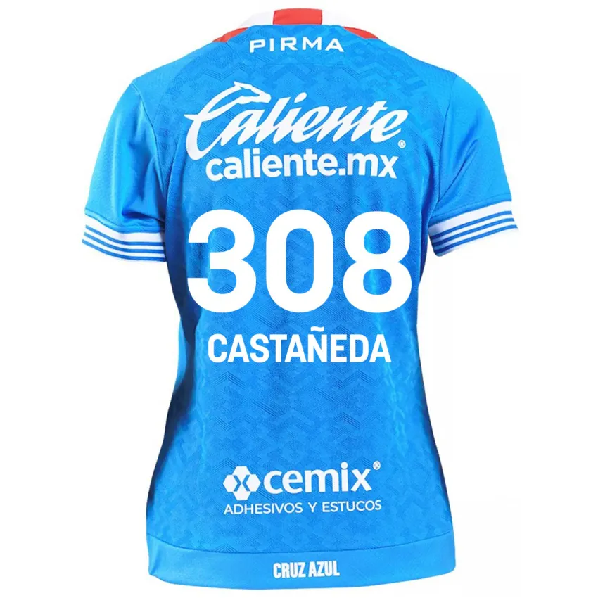 גברים Emiliano Castañeda #308 שמים כחולים ג'רזי ביתית 2024/25 חולצה קצרה