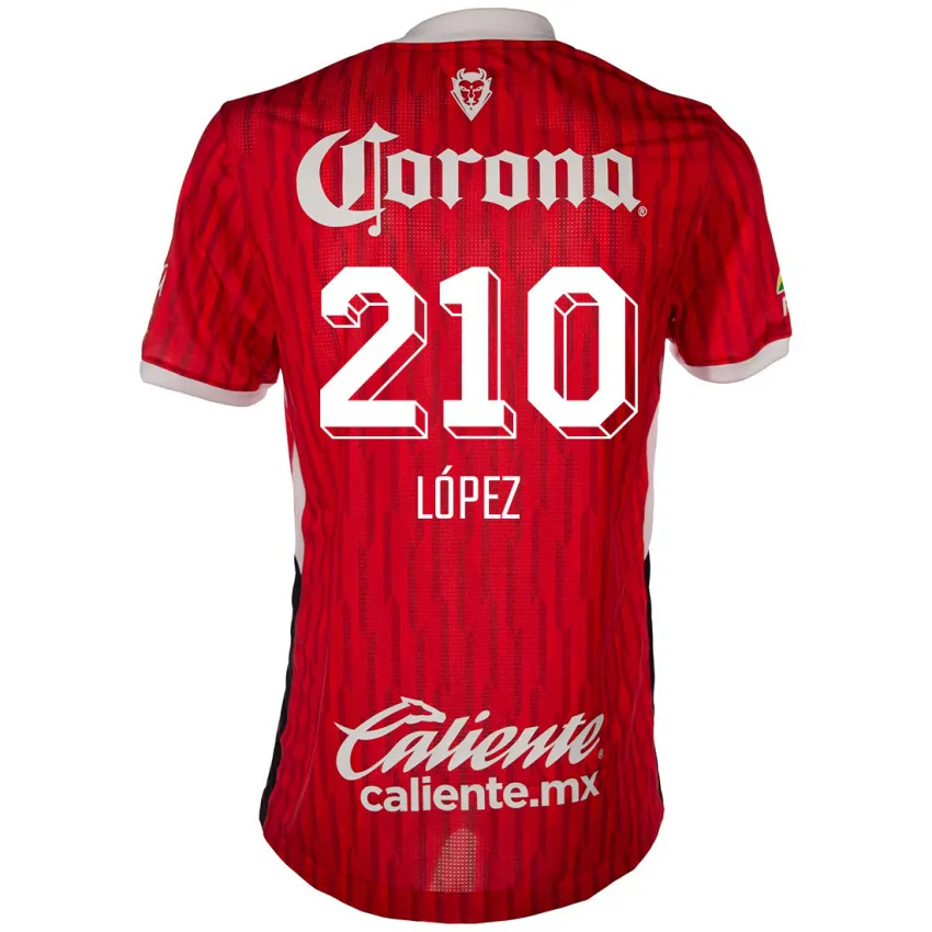 נשים Juan López #210 אדום לבן ג'רזי ביתית 2024/25 חולצה קצרה