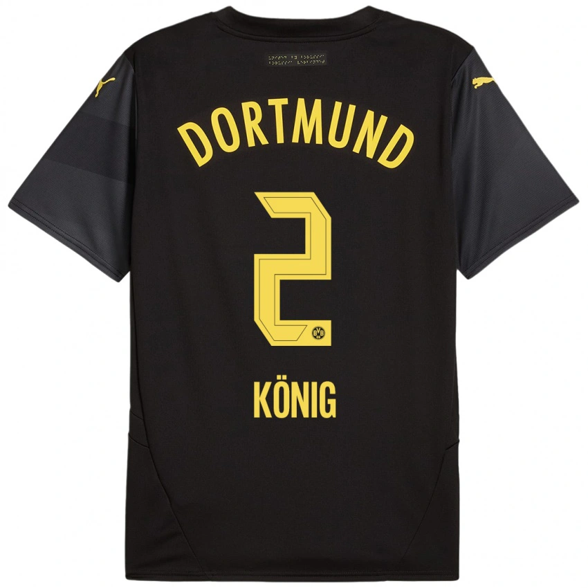 ילדים Niklas König #2 שחור צהוב הרחק ג'רזי 2024/25 חולצה קצרה
