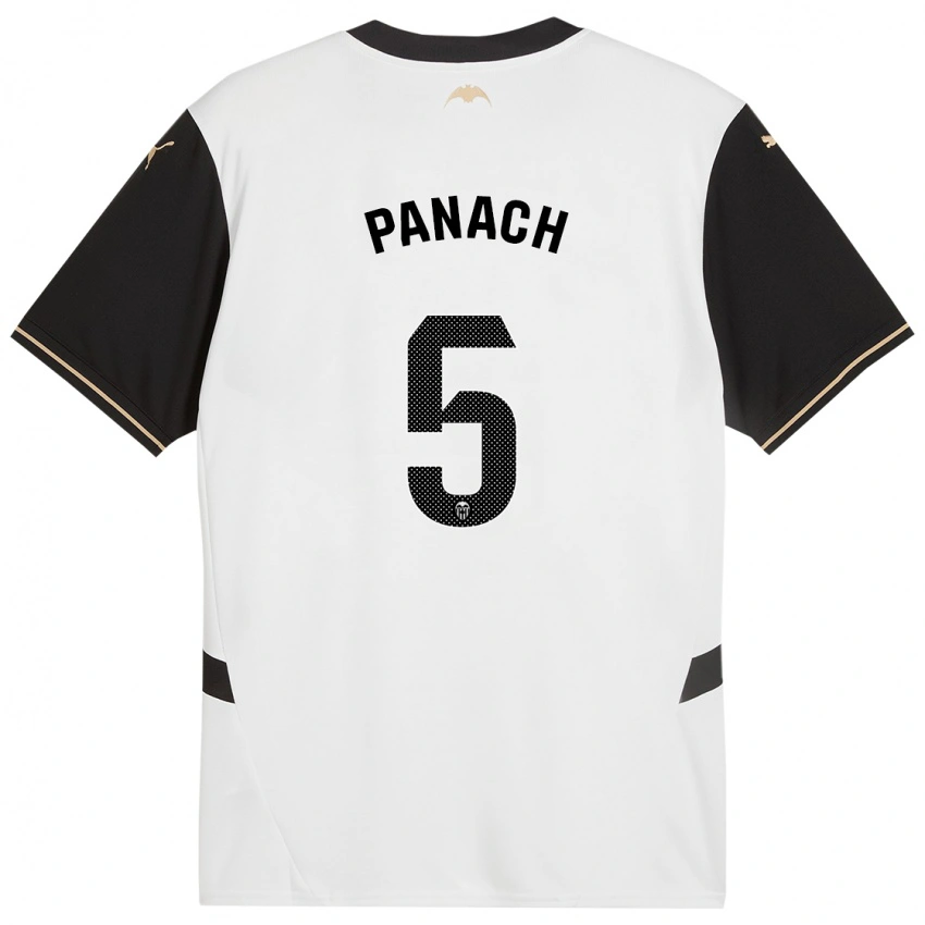 גברים Alejandro Panach #5 לבן שחור ג'רזי ביתית 2024/25 חולצה קצרה