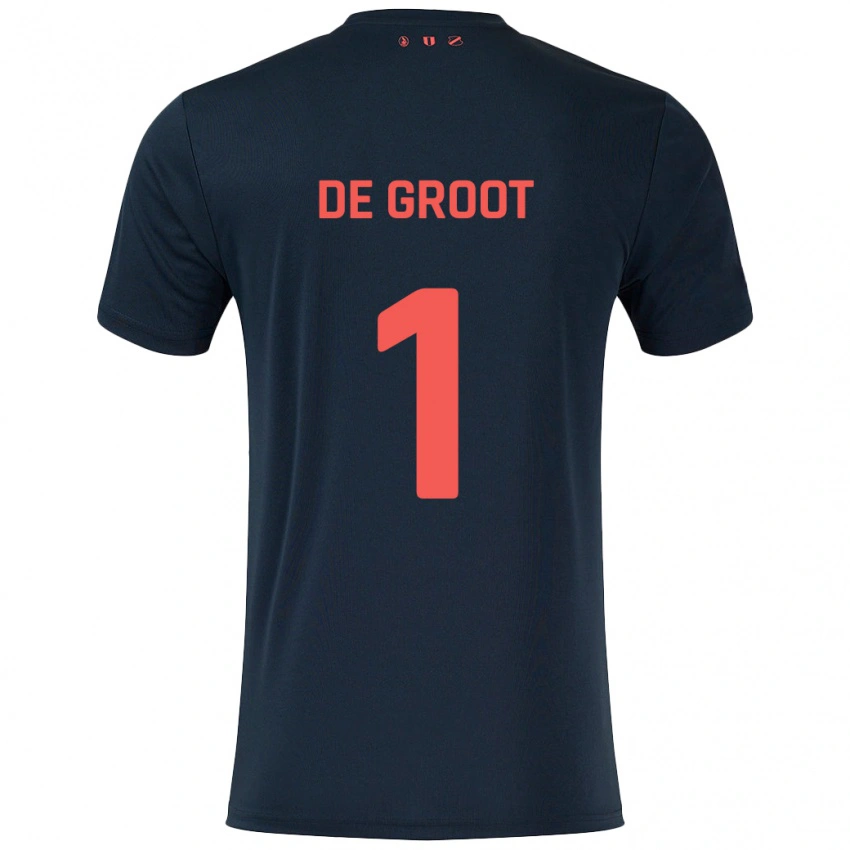ילדים Jasmijn De Groot #1 שחור אדום הרחק ג'רזי 2024/25 חולצה קצרה