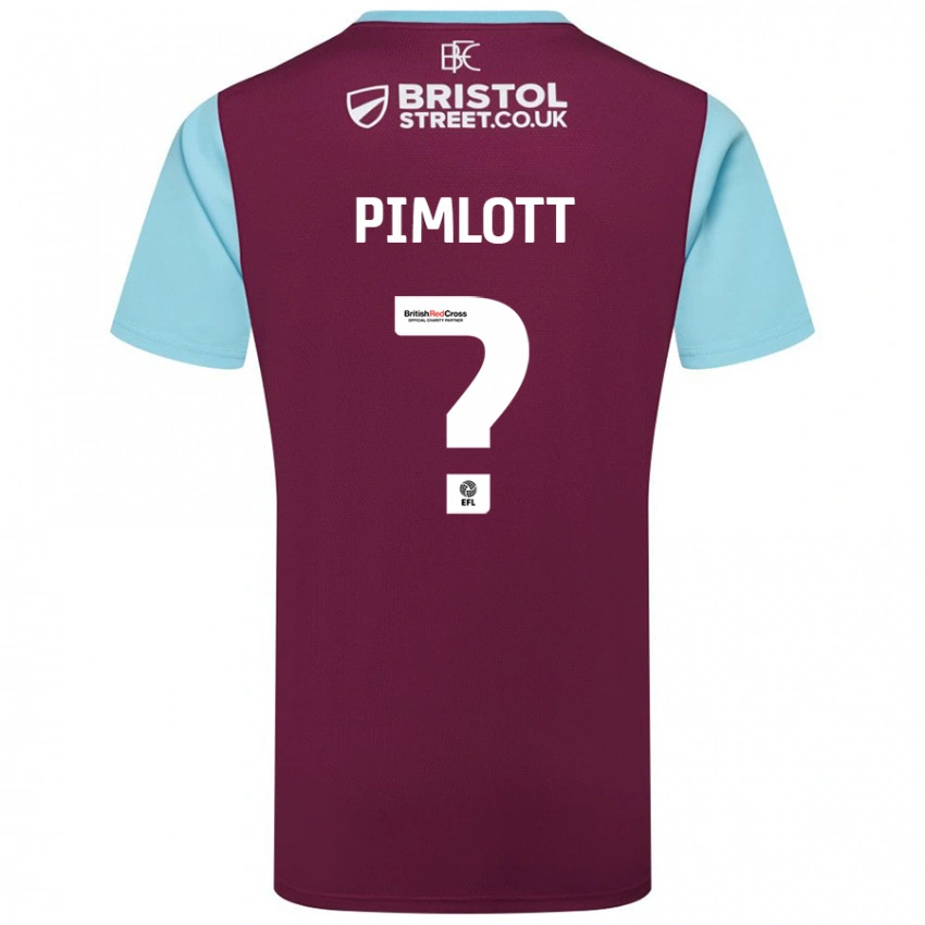 ילדים Oliver Pimlott #0 כחול שמיים בורדו ג'רזי ביתית 2024/25 חולצה קצרה
