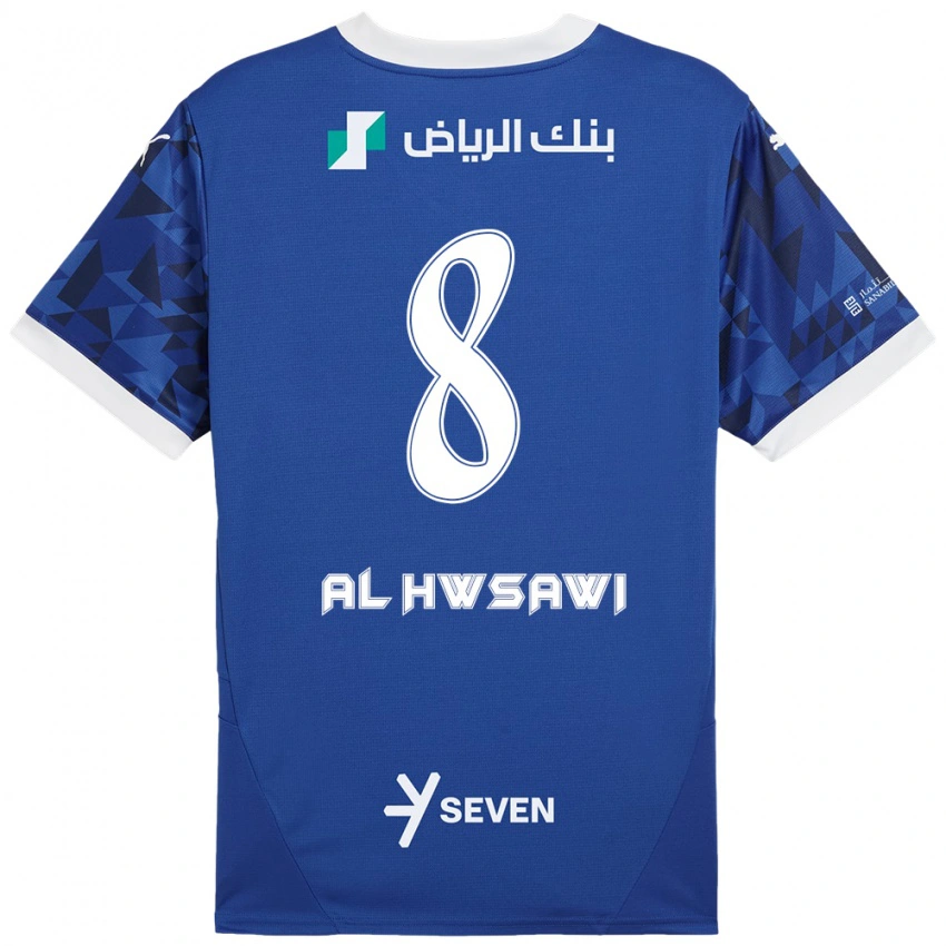 גברים Al Bandari Al-Hwsawi #8 כחול כהה לבן ג'רזי ביתית 2024/25 חולצה קצרה