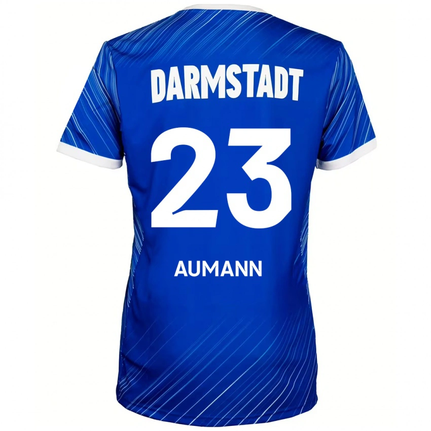גברים Emil Aumann #23 כחול לבן ג'רזי ביתית 2024/25 חולצה קצרה