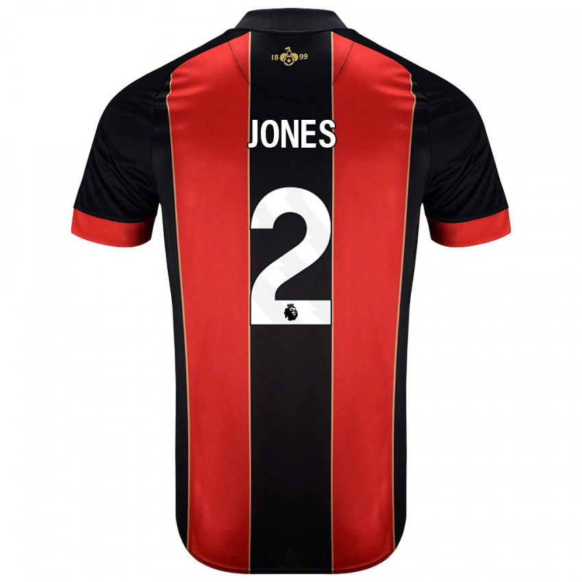 גברים Abby Jones #2 אדום שחור ג'רזי ביתית 2024/25 חולצה קצרה