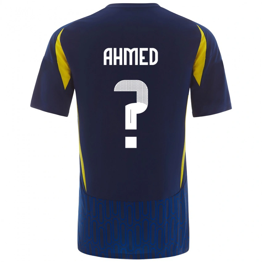 גברים Al Anood Ahmed #0 כחול צהוב הרחק ג'רזי 2024/25 חולצה קצרה