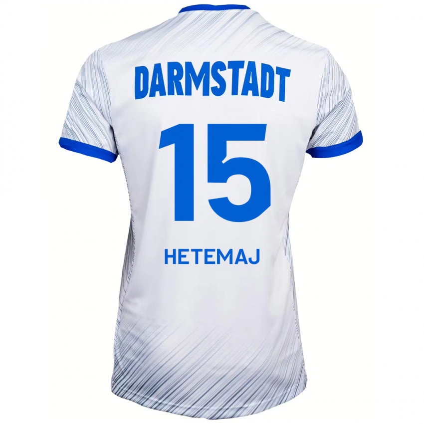 גברים Gentrit Hetemaj #15 לבן כחול הרחק ג'רזי 2024/25 חולצה קצרה