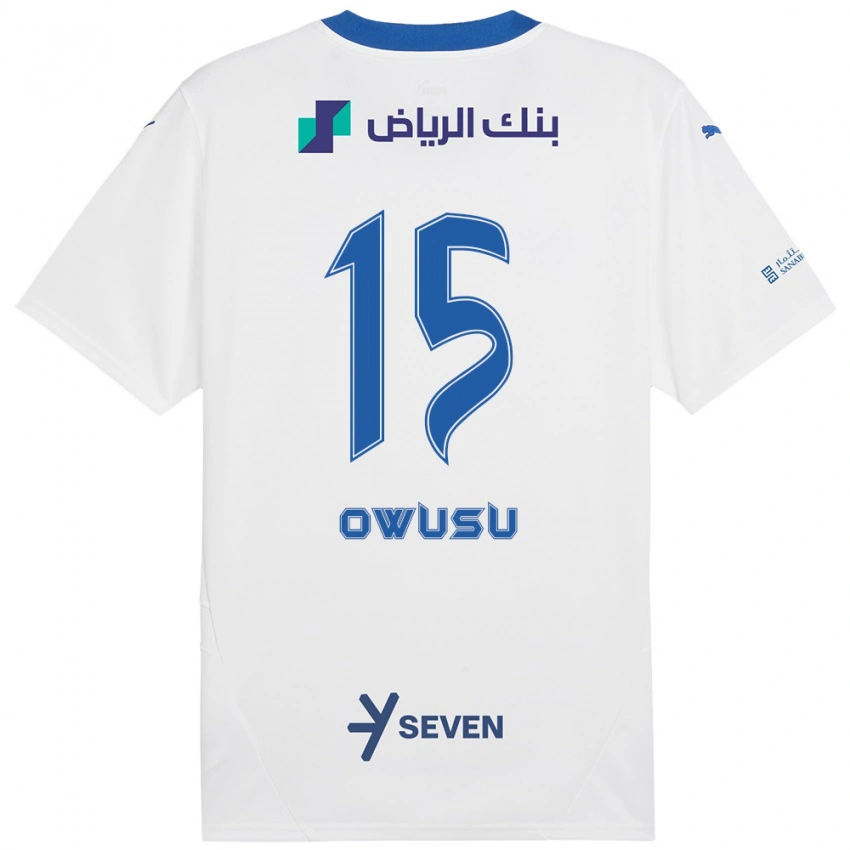 נשים Mavis Owusu #15 כחול לבן הרחק ג'רזי 2024/25 חולצה קצרה