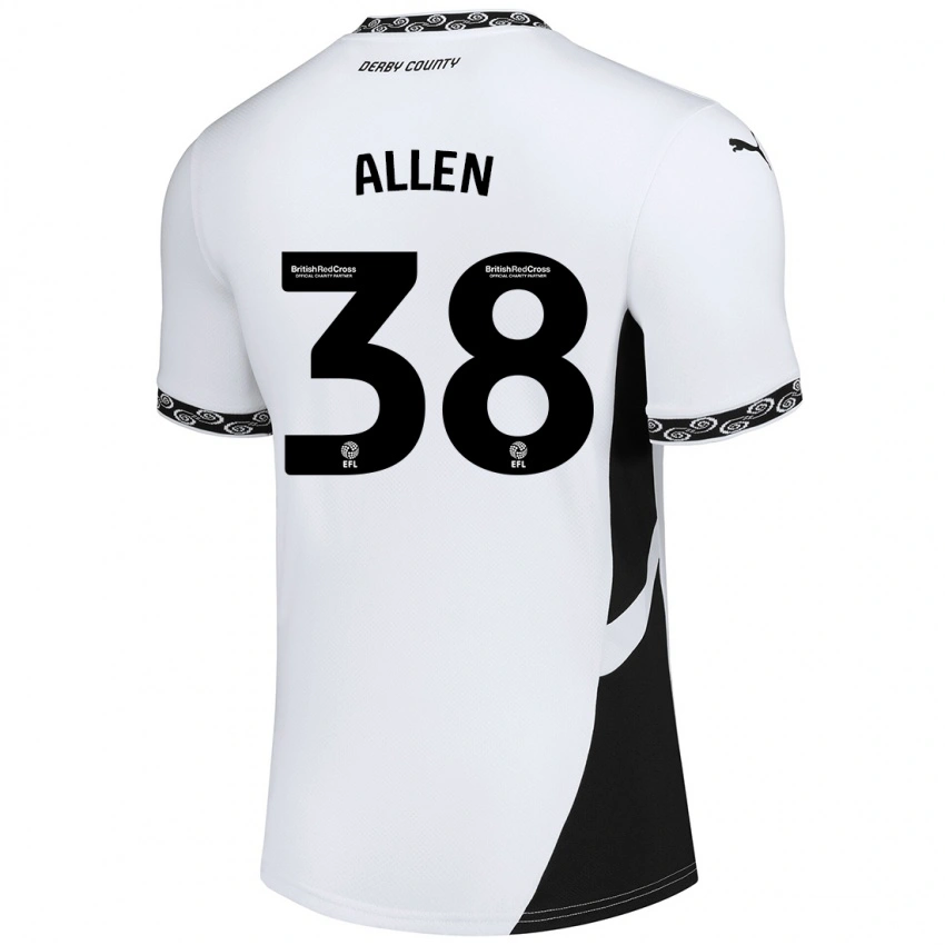 ילדים Cruz Allen #38 לבן שחור ג'רזי ביתית 2024/25 חולצה קצרה