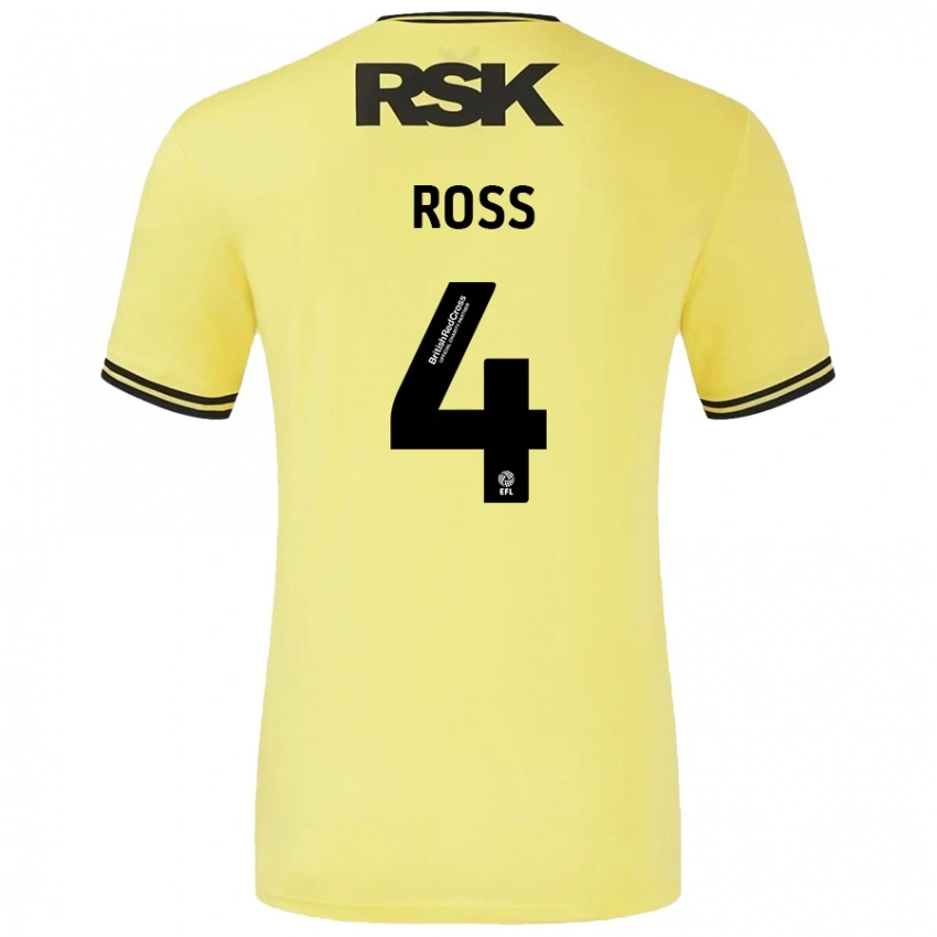 ילדים Mia Ross #4 צהוב שחור הרחק ג'רזי 2024/25 חולצה קצרה