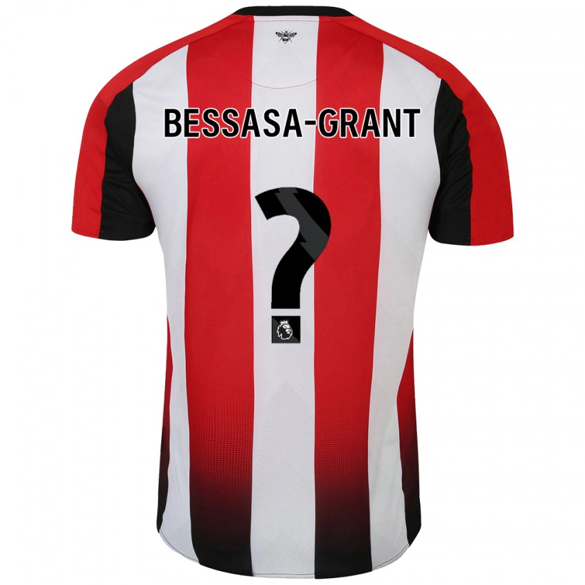 גברים Mekhai Bessasa-Grant #0 אדום לבן ג'רזי ביתית 2024/25 חולצה קצרה