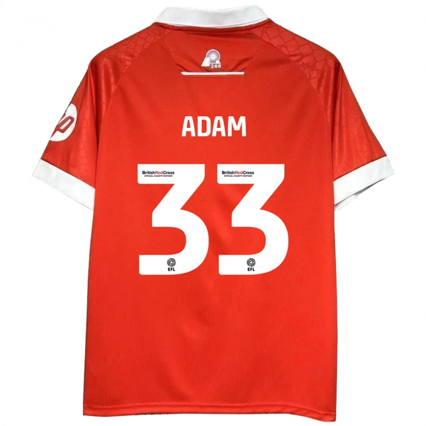 גברים Josh Adam #33 אדום לבן ג'רזי ביתית 2024/25 חולצה קצרה